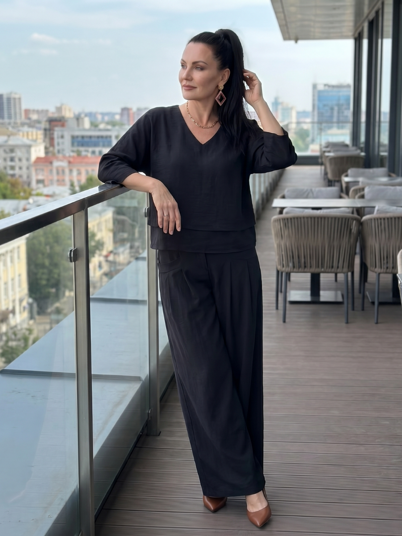 Layered Top Wide Leg Set