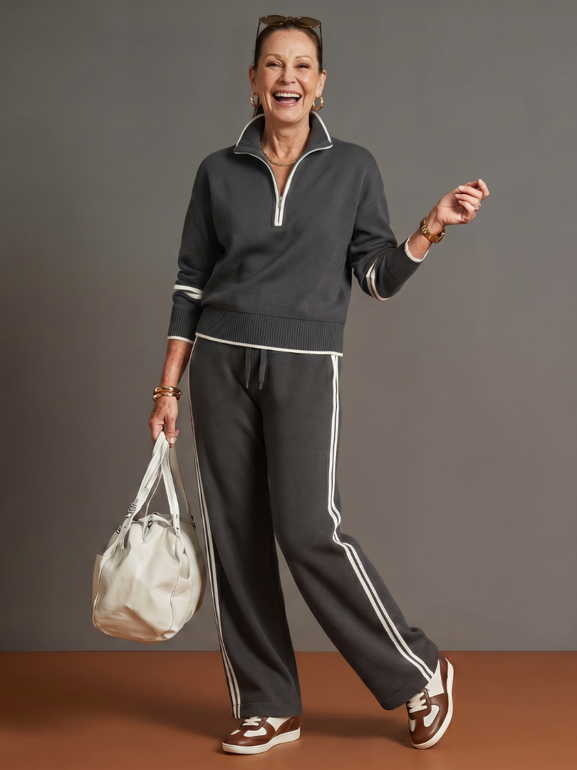 Zip Neck Long Sleeve Set