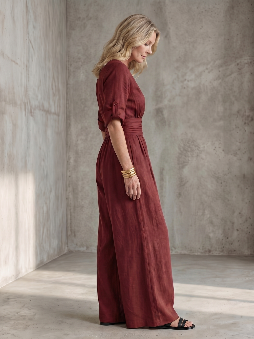 Cross Front Wide Leg Jumpsuit