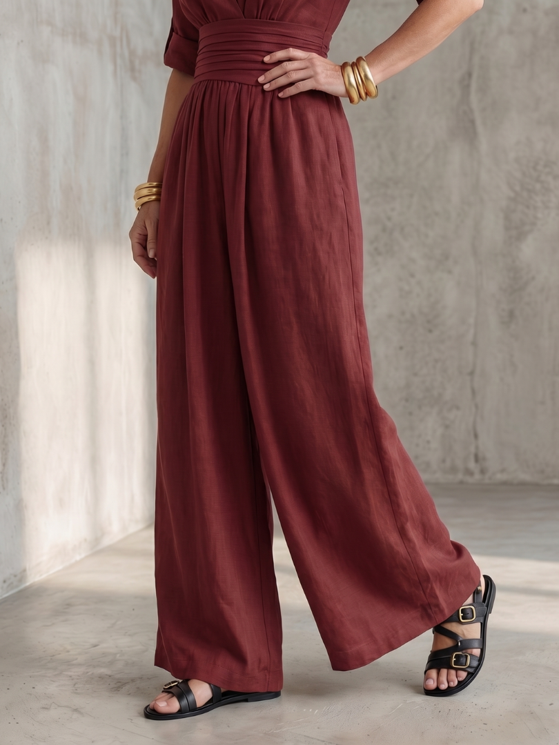 Cross Front Wide Leg Jumpsuit