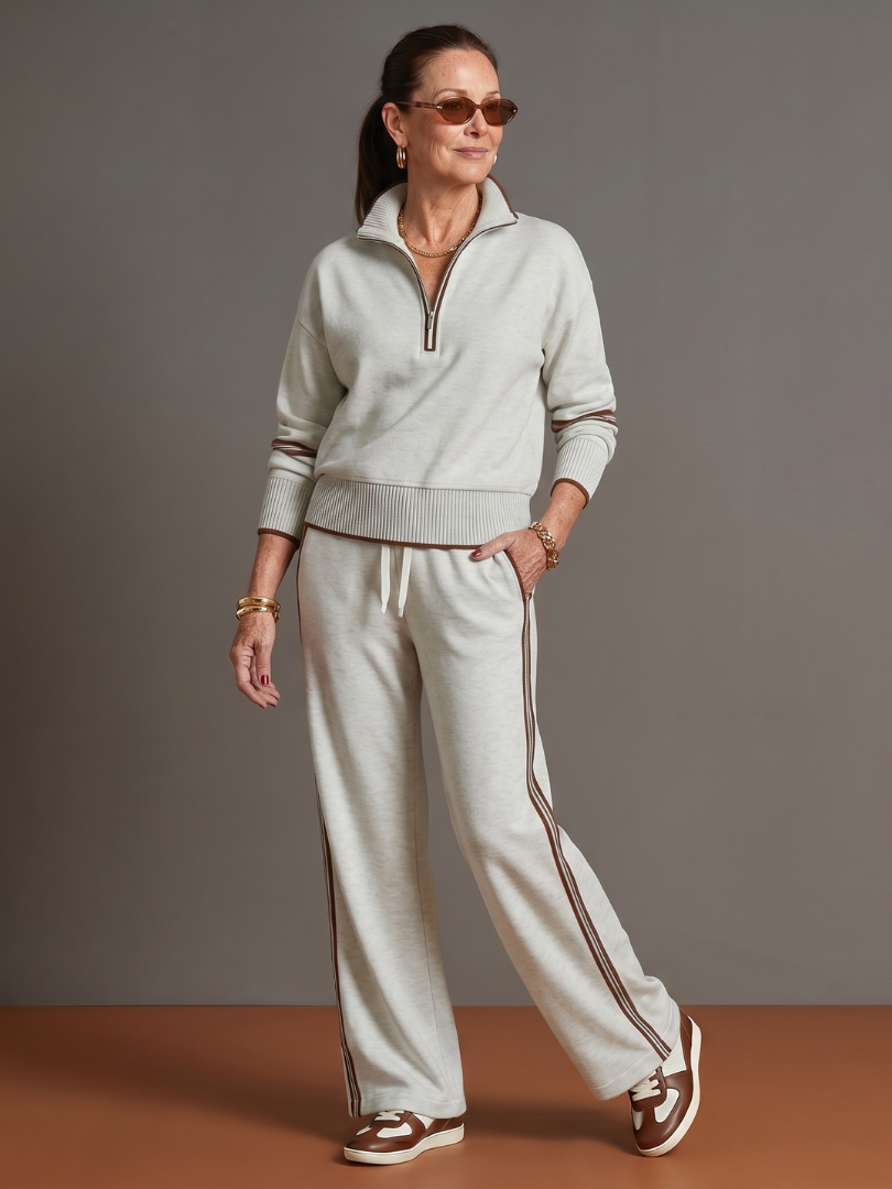 Zip Neck Long Sleeve Set