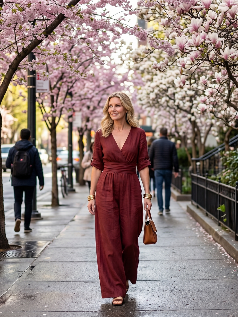 Cross Front Wide Leg Jumpsuit