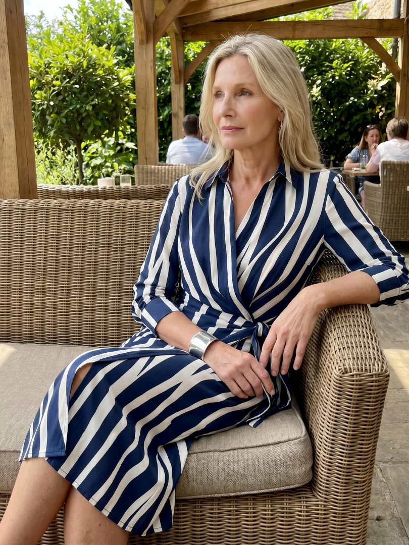 Long Sleeve  Pattern Midi Dress