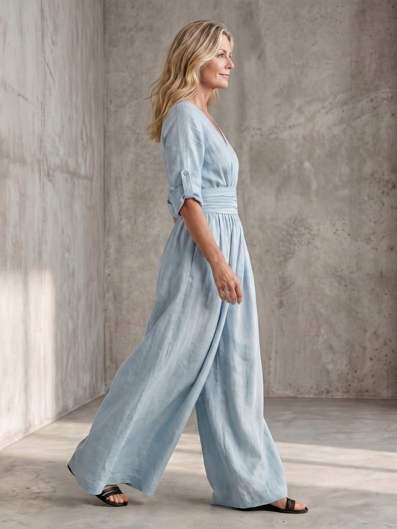 Cross Front Wide Leg Jumpsuit