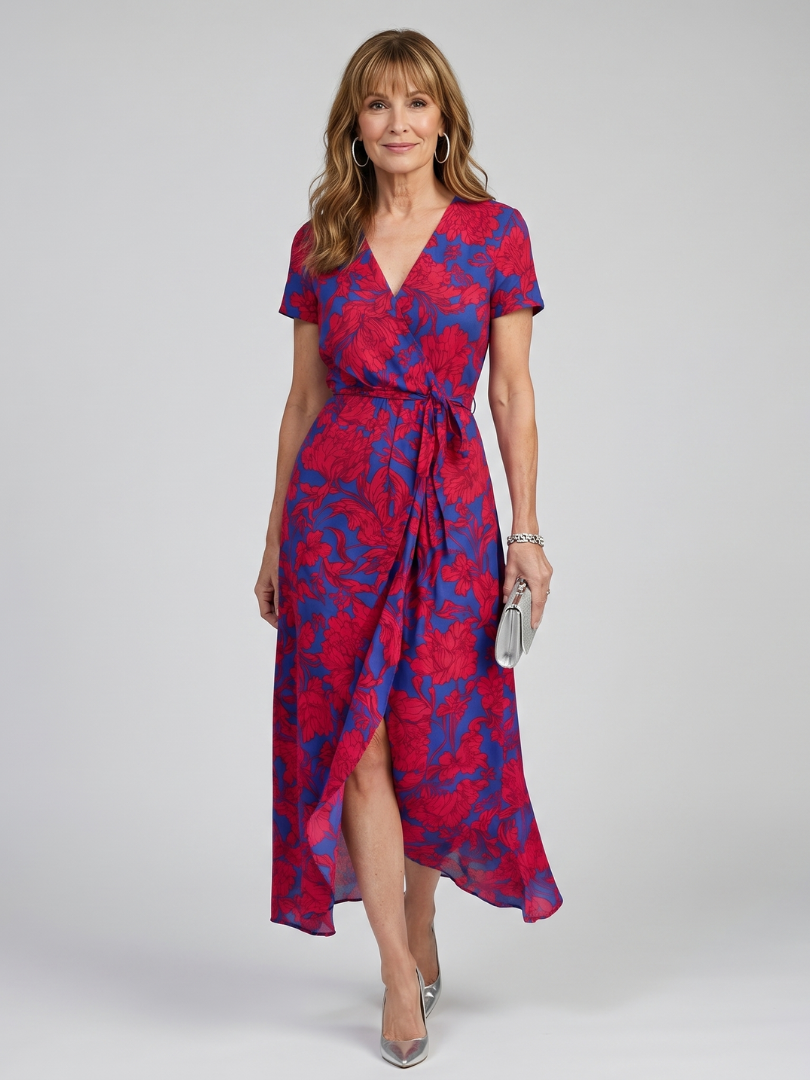 Floral Wrap Midi Dress