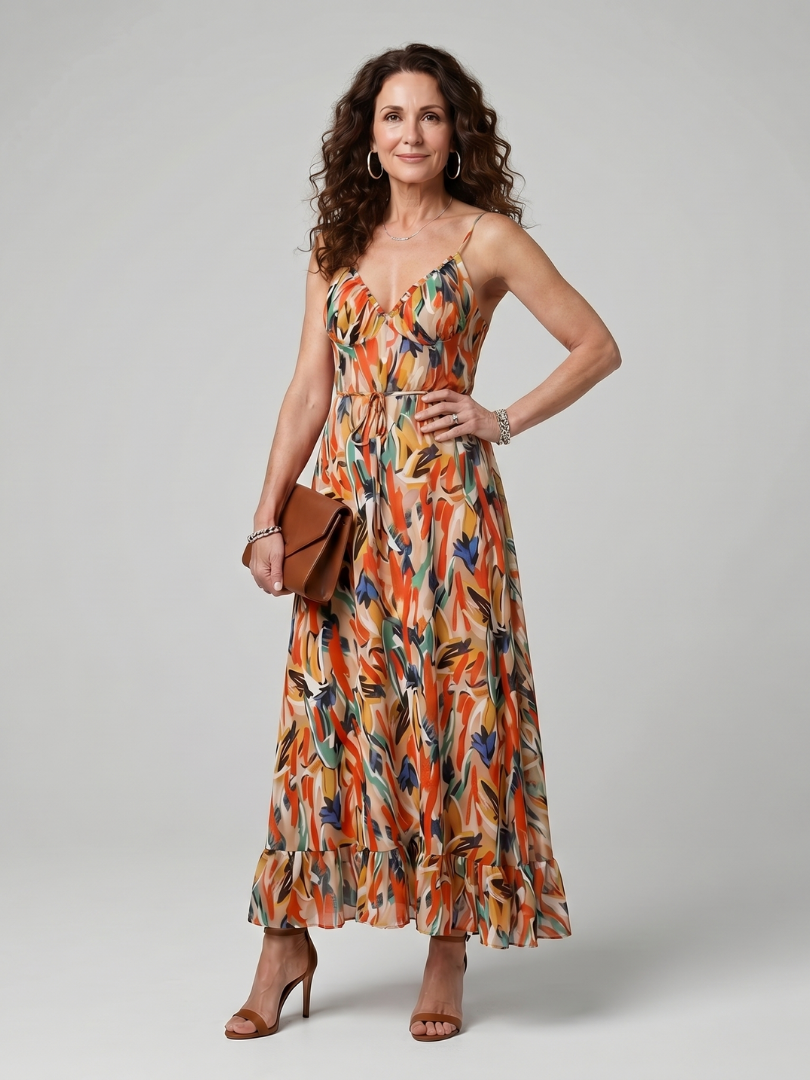 Abstract Print Midi Dress