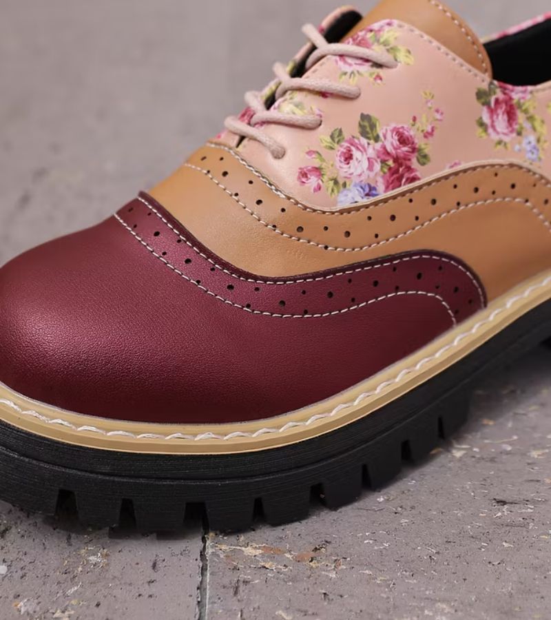 Chantal | Floral Brogue Shoes with Arch Support