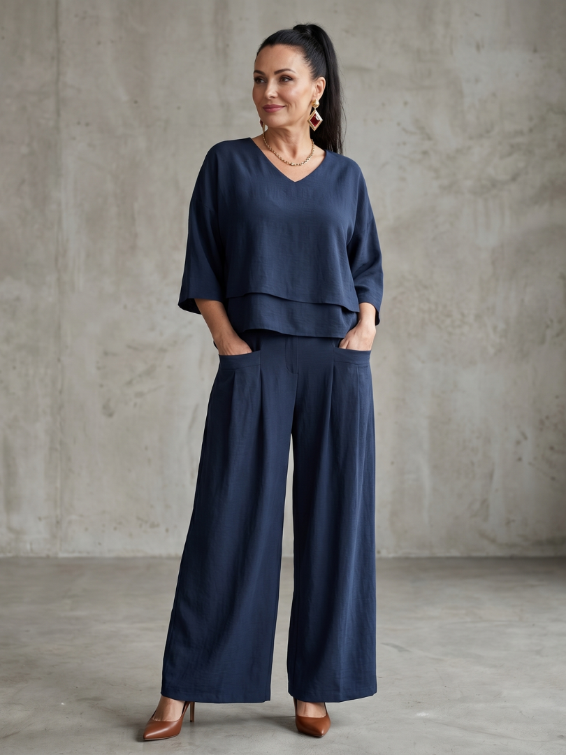 Layered Top Wide Leg Set