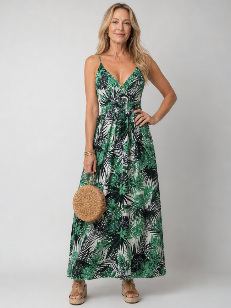 Green Print Midi Dress