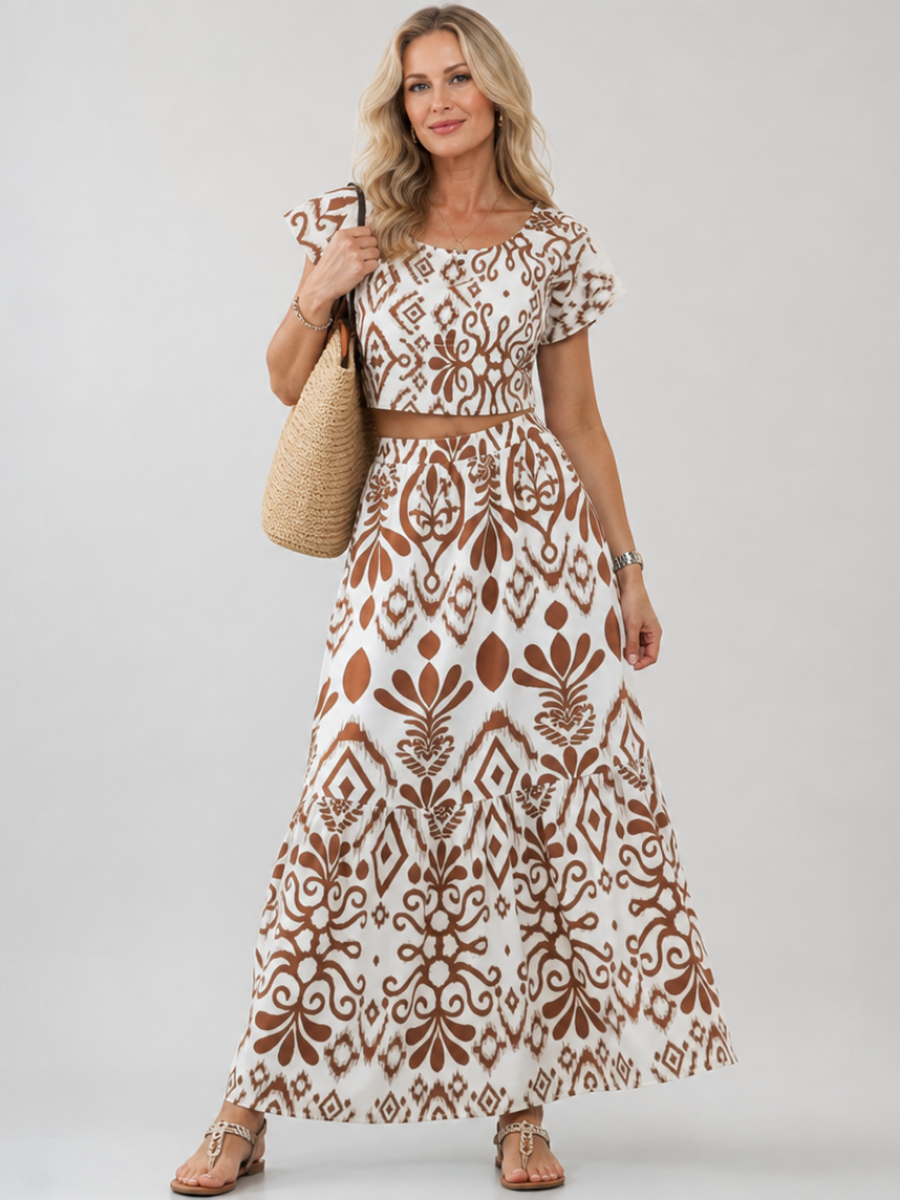 Flared Skirt Midi Dress