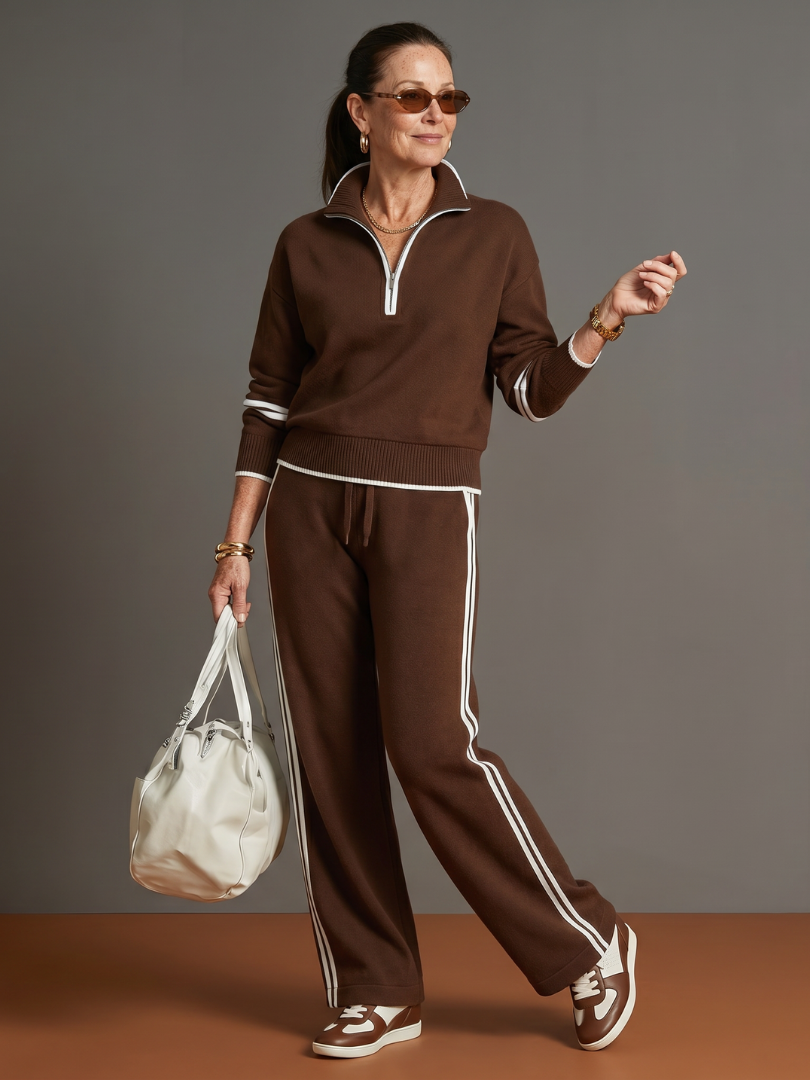 Zip Neck Long Sleeve Set