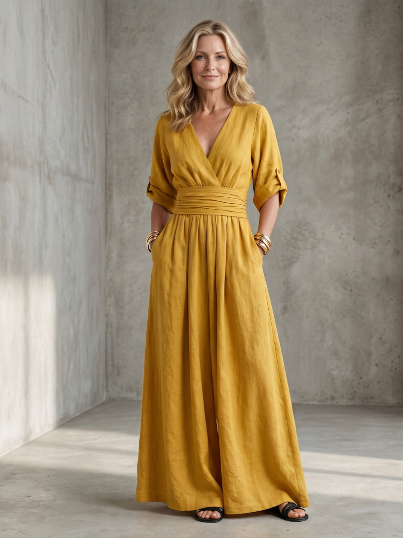 Cross Front Wide Leg Jumpsuit