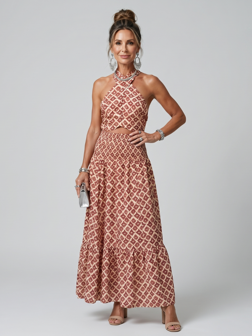 Geometric Print Midi Dress