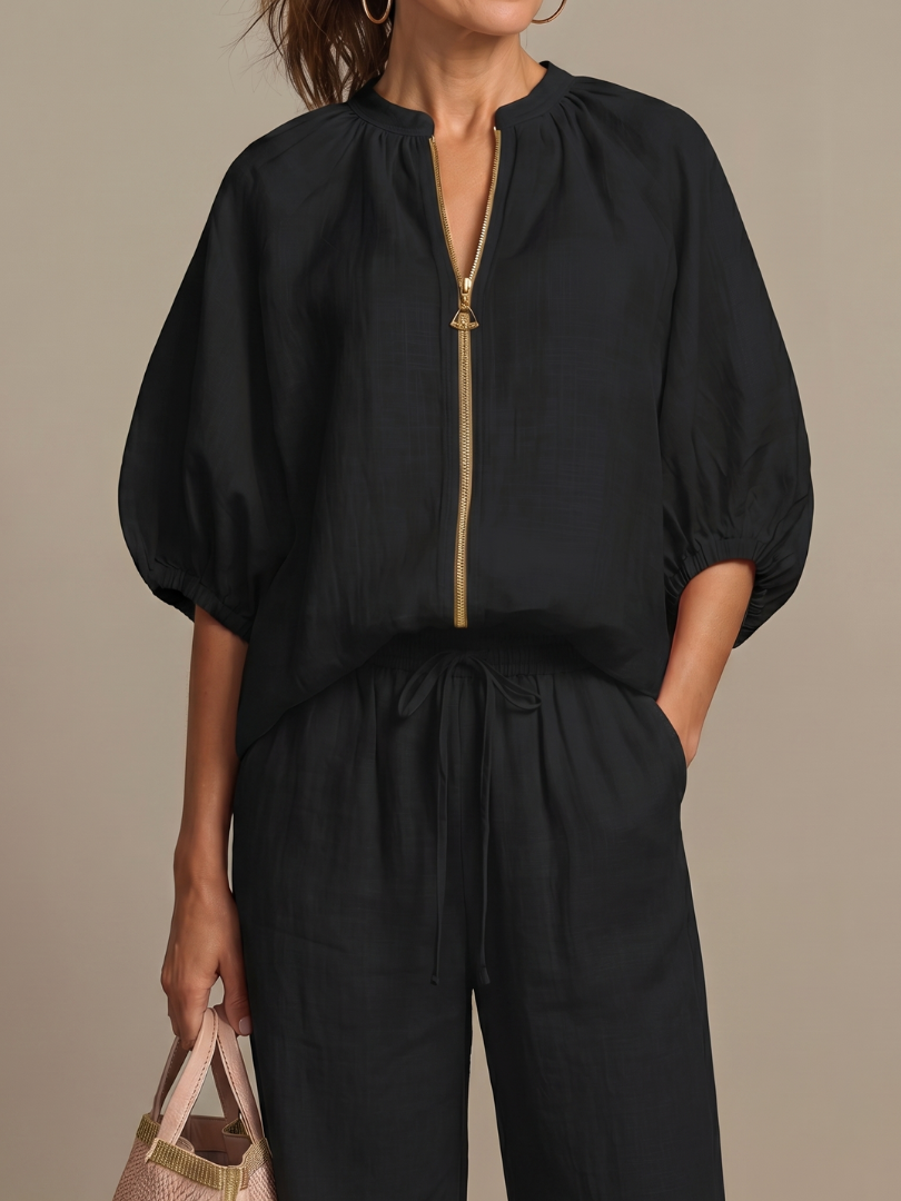 Blouson Top Wide Leg Set