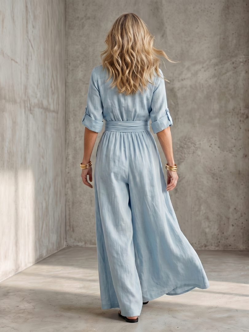 Cross Front Wide Leg Jumpsuit