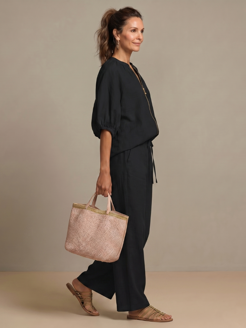 Blouson Top Wide Leg Set
