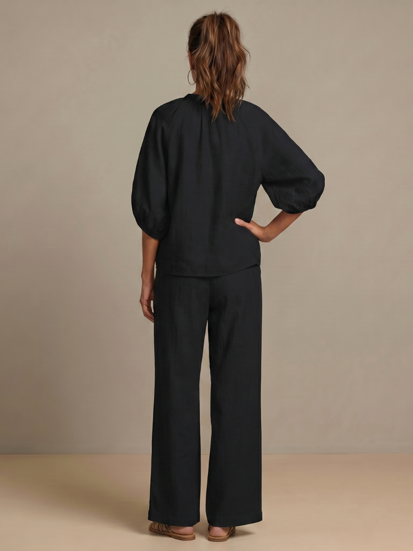 Blouson Top Wide Leg Set