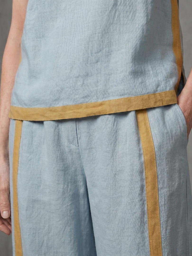 Wide Leg Contrast Pants Set