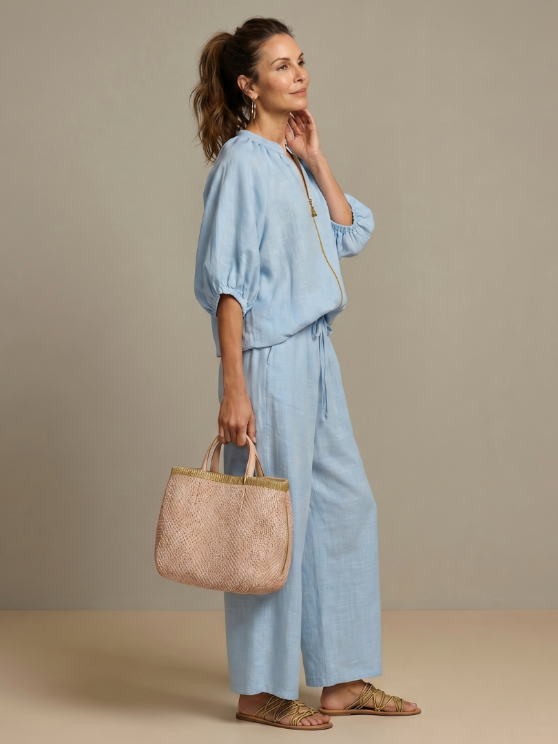 Blouson Top Wide Leg Set