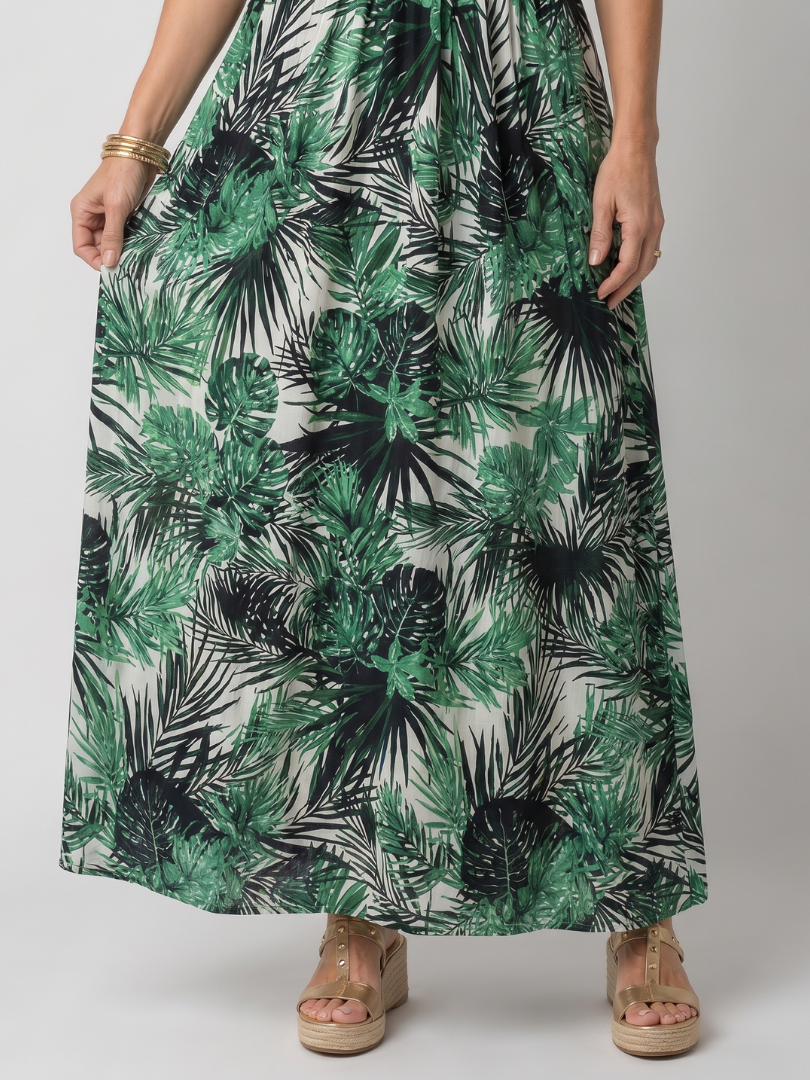 Green Print Midi Dress