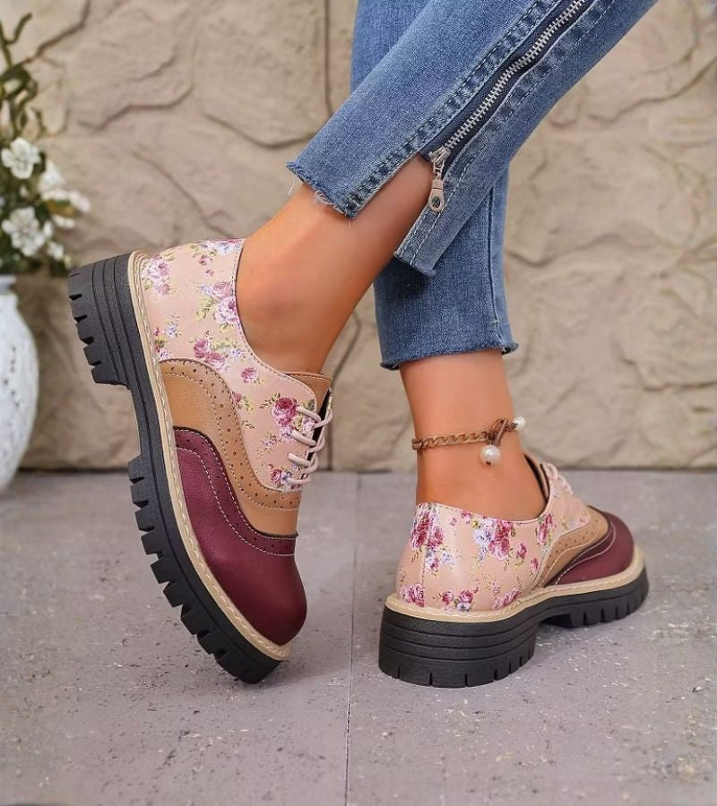 Chantal | Floral Brogue Shoes with Arch Support