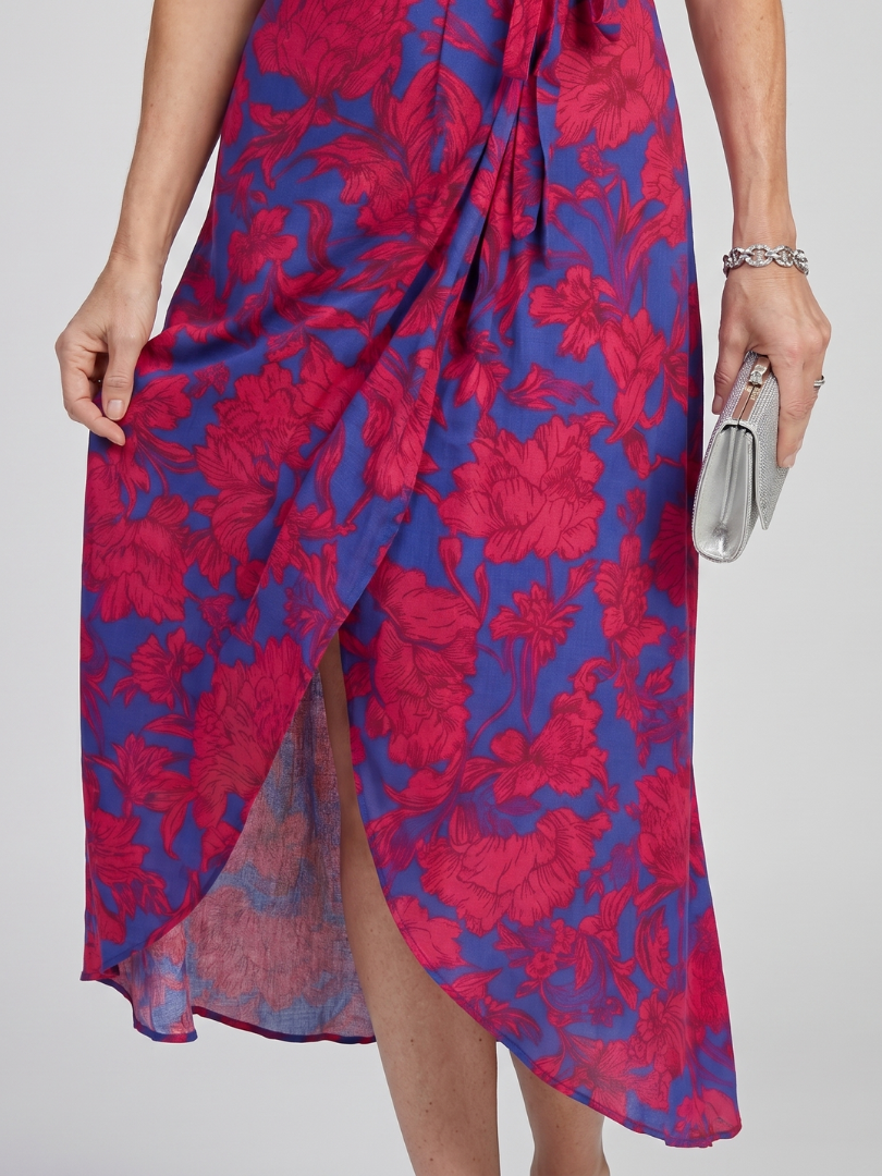 Floral Wrap Midi Dress