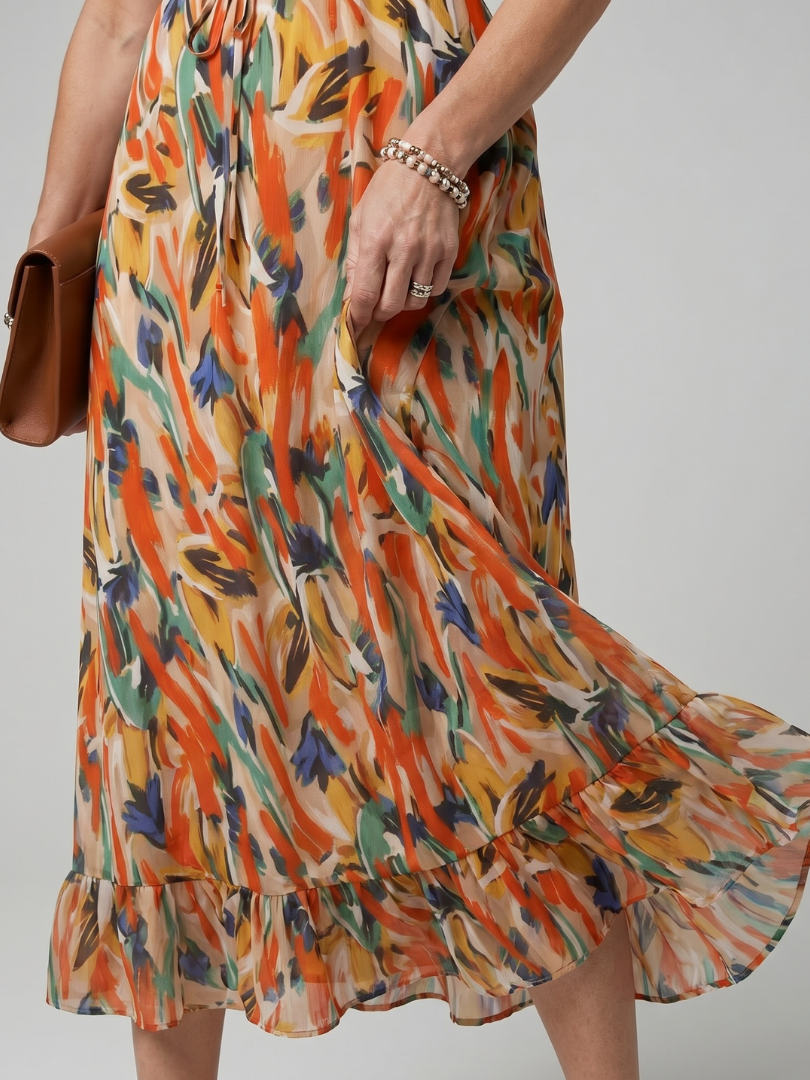 Abstract Print Midi Dress