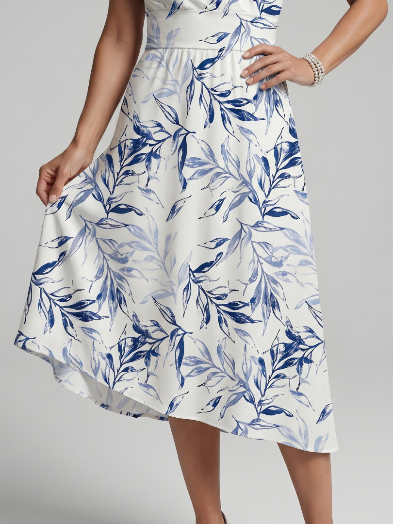 Soft Botanical Print Midi Dress