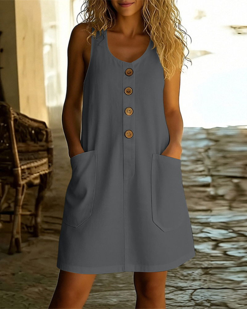 Button Pocket Summer Dress