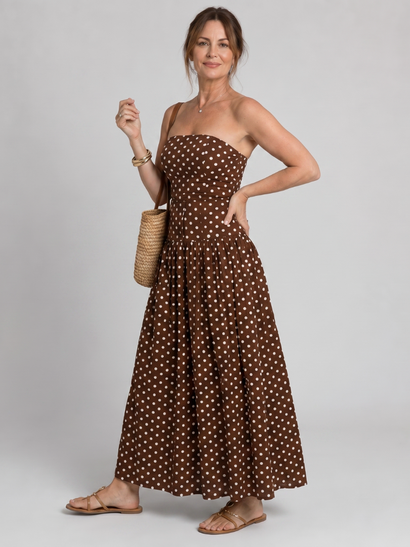 Polka Dot Pattern Midi Dress