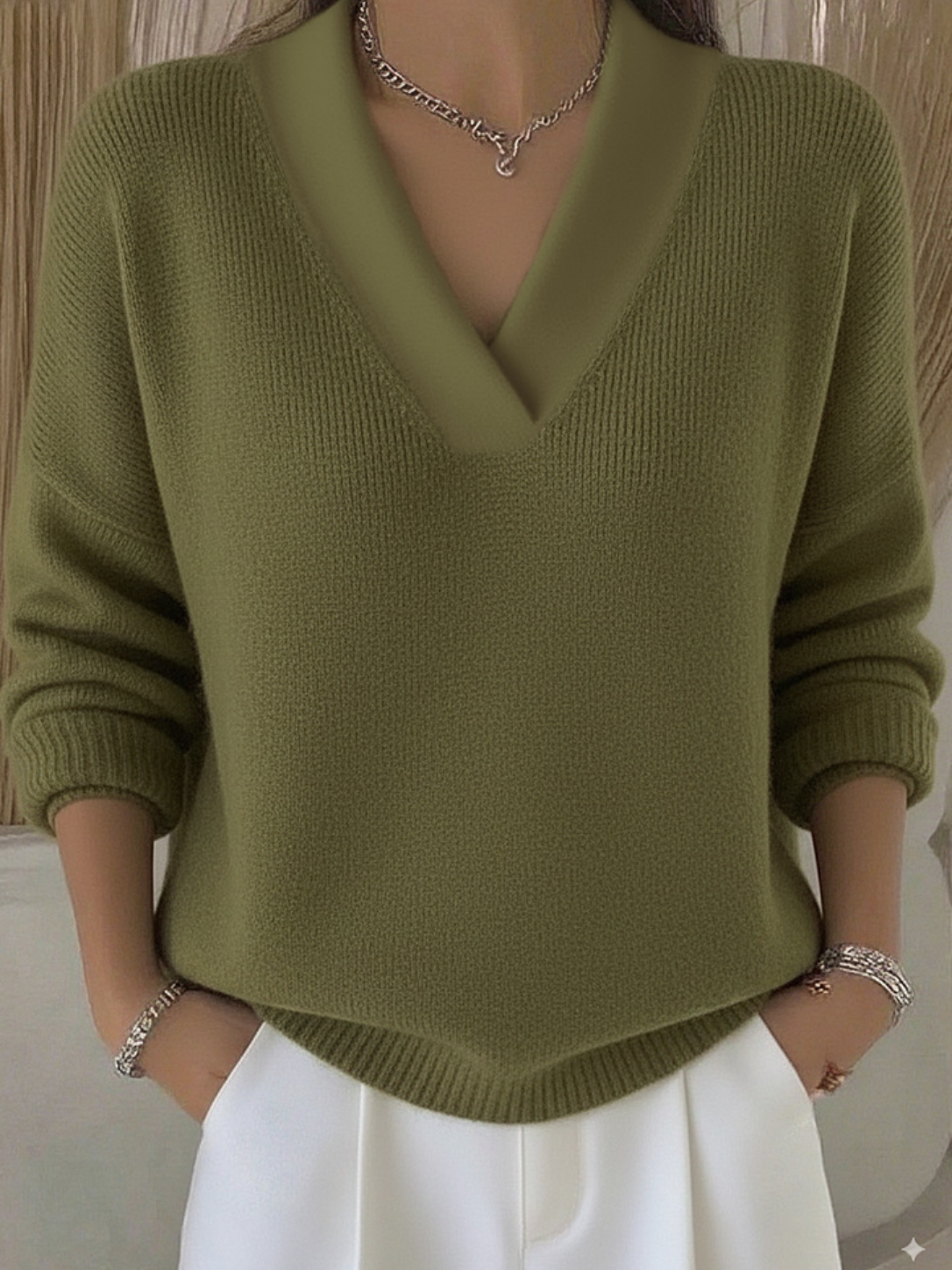 Soft Cross V-Neck Jumper