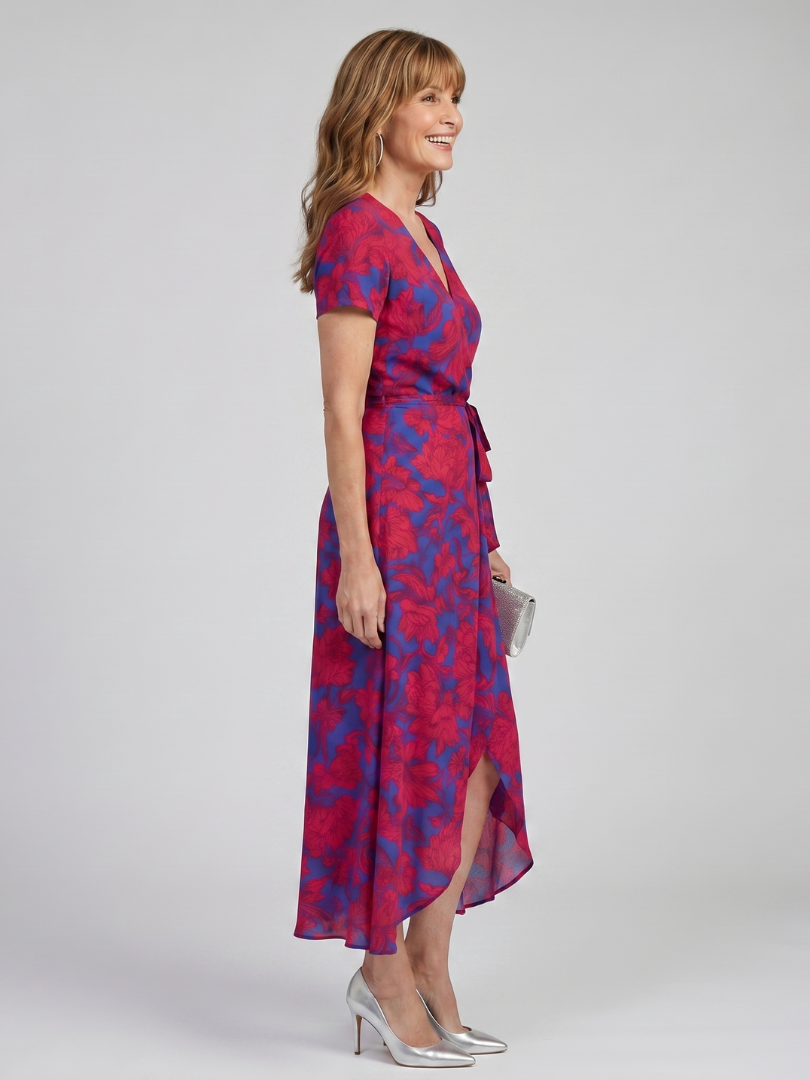 Floral Wrap Midi Dress