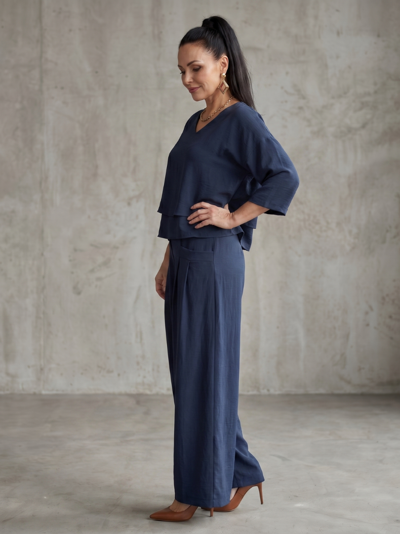 Layered Top Wide Leg Set