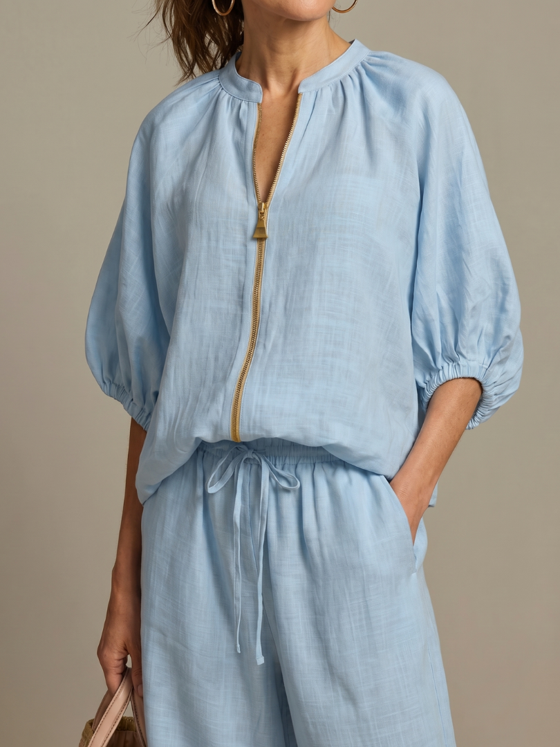 Blouson Top Wide Leg Set