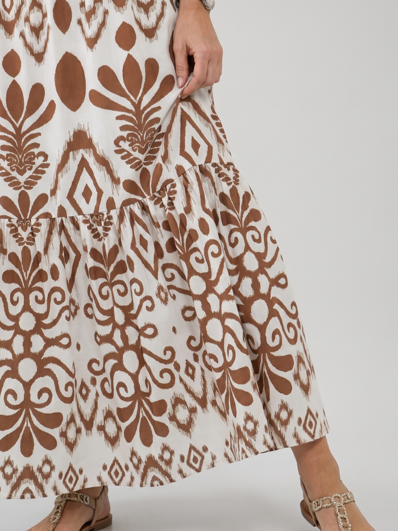 Flared Skirt Midi Dress