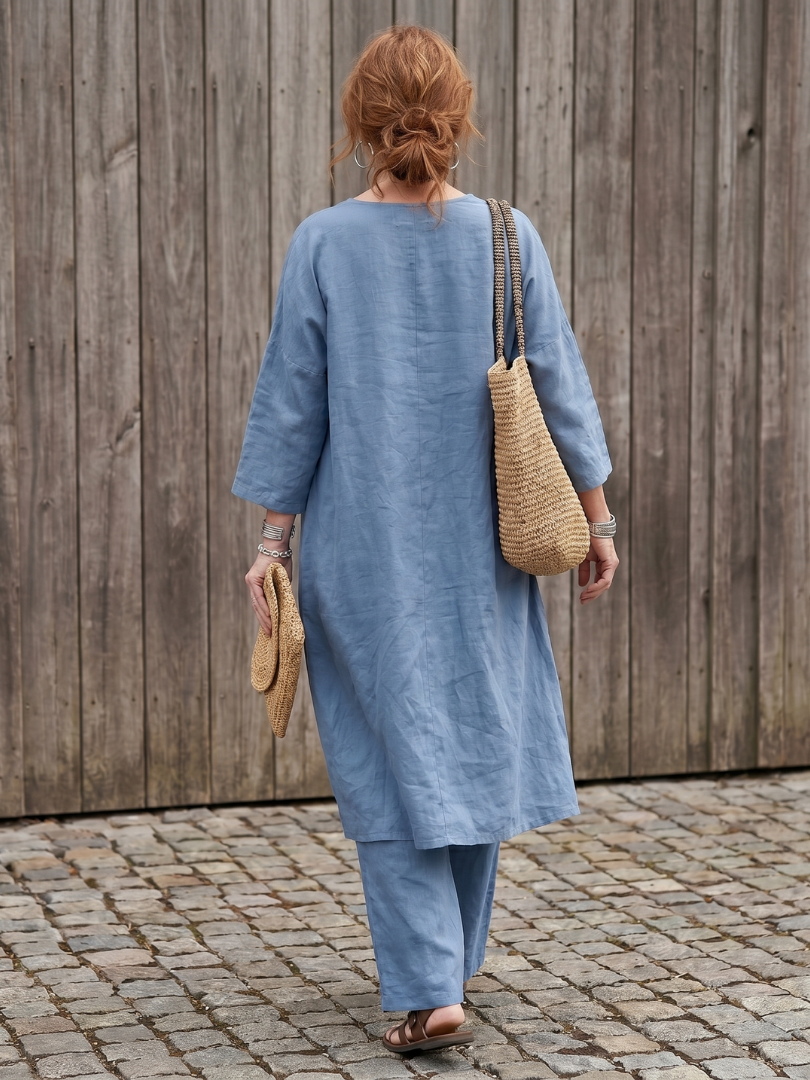 Loose Tunic Top Wide Leg Pant Set