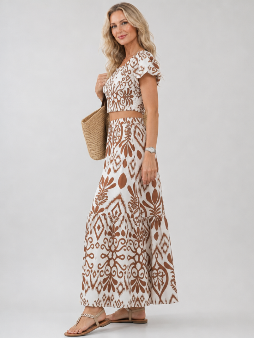 Flared Skirt Midi Dress