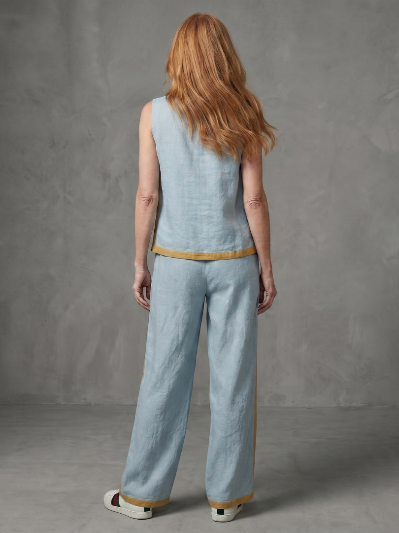 Wide Leg Contrast Pants Set