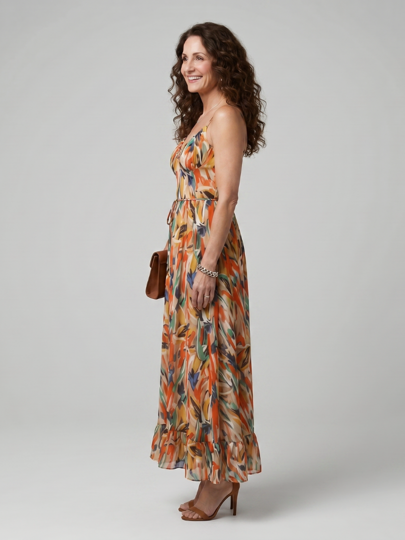 Abstract Print Midi Dress