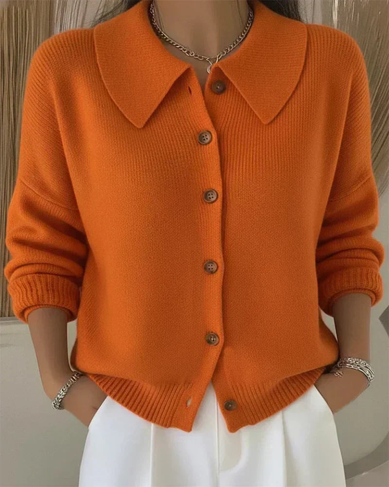 VESPERA | BUTTON COLLAR CARDIGAN