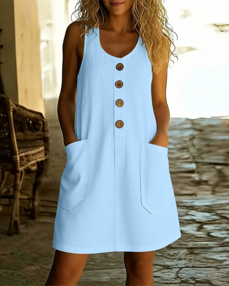 Button Pocket Summer Dress