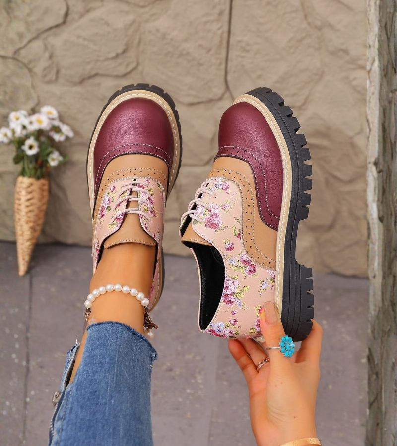 Chantal | Floral Brogue Shoes with Arch Support