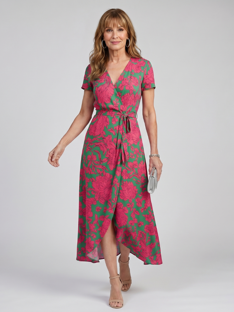 Floral Wrap Midi Dress