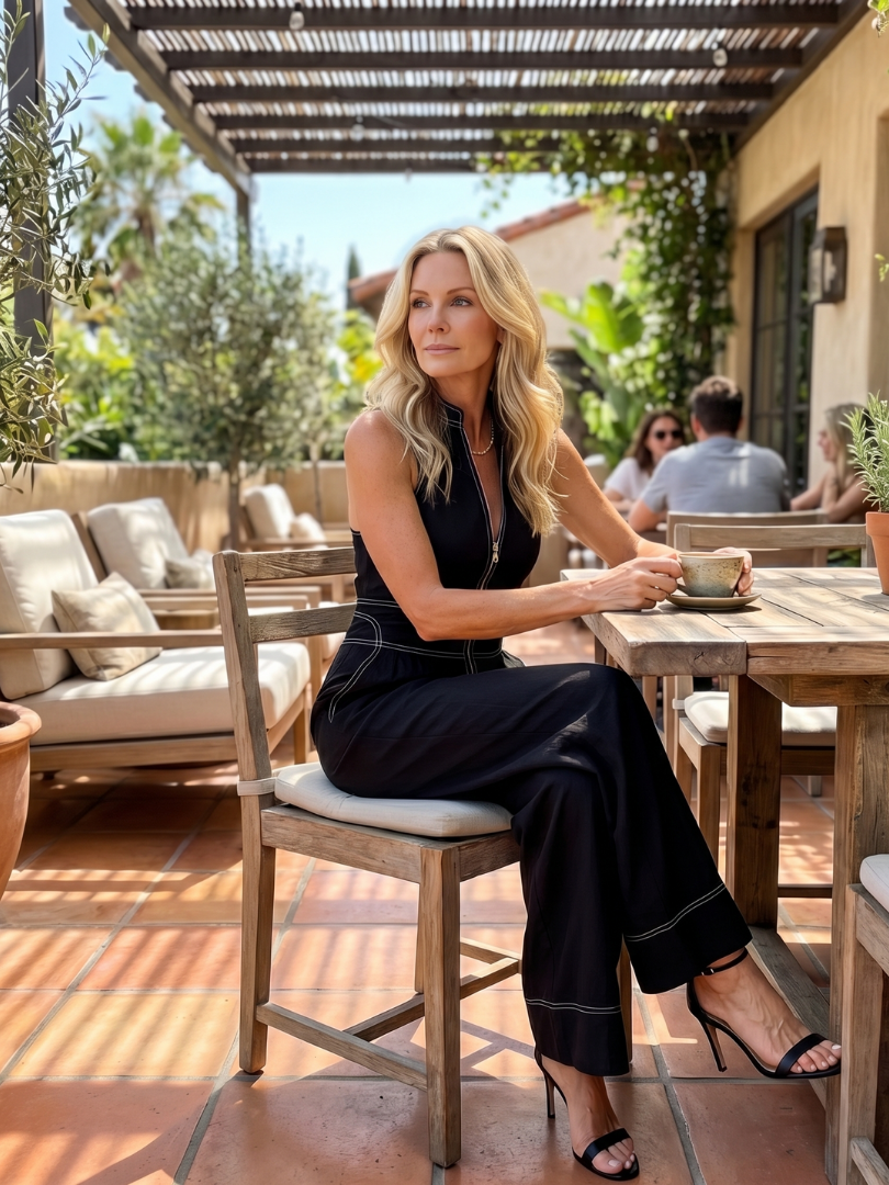 Contrast Stitch Wide Leg Jumpsuit