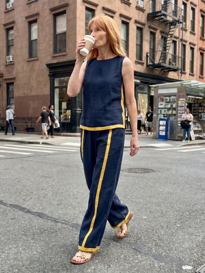 Wide Leg Contrast Pants Set