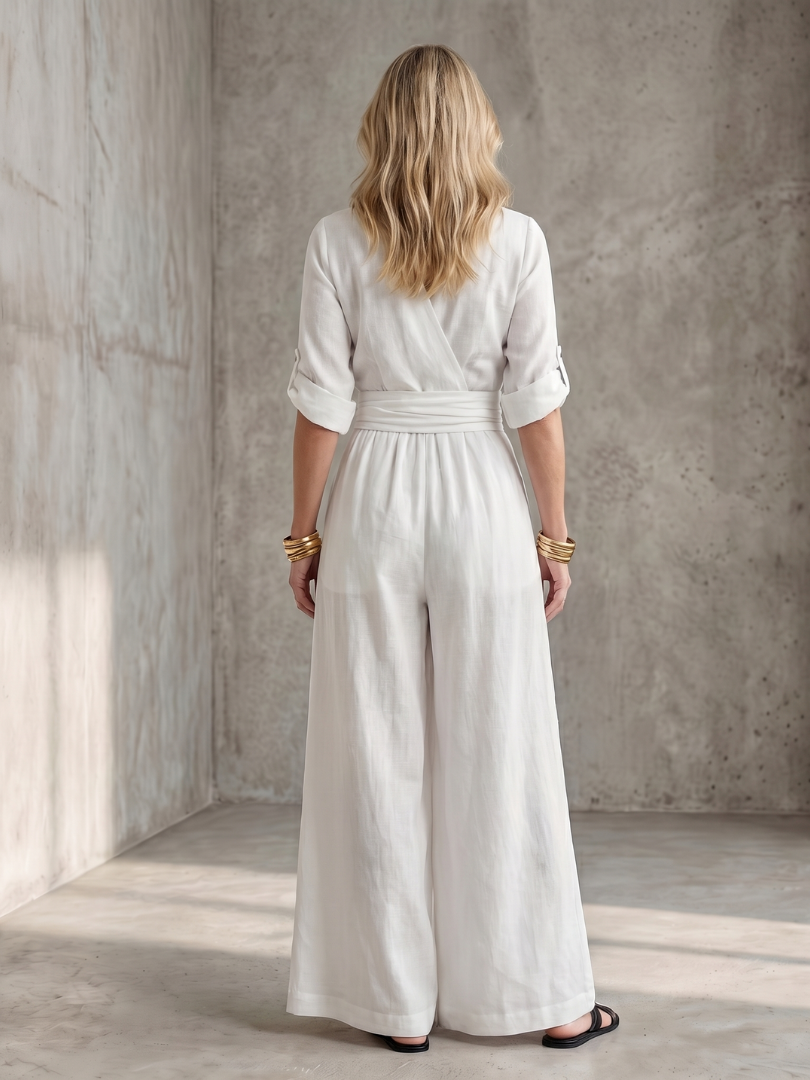 Cross Front Wide Leg Jumpsuit