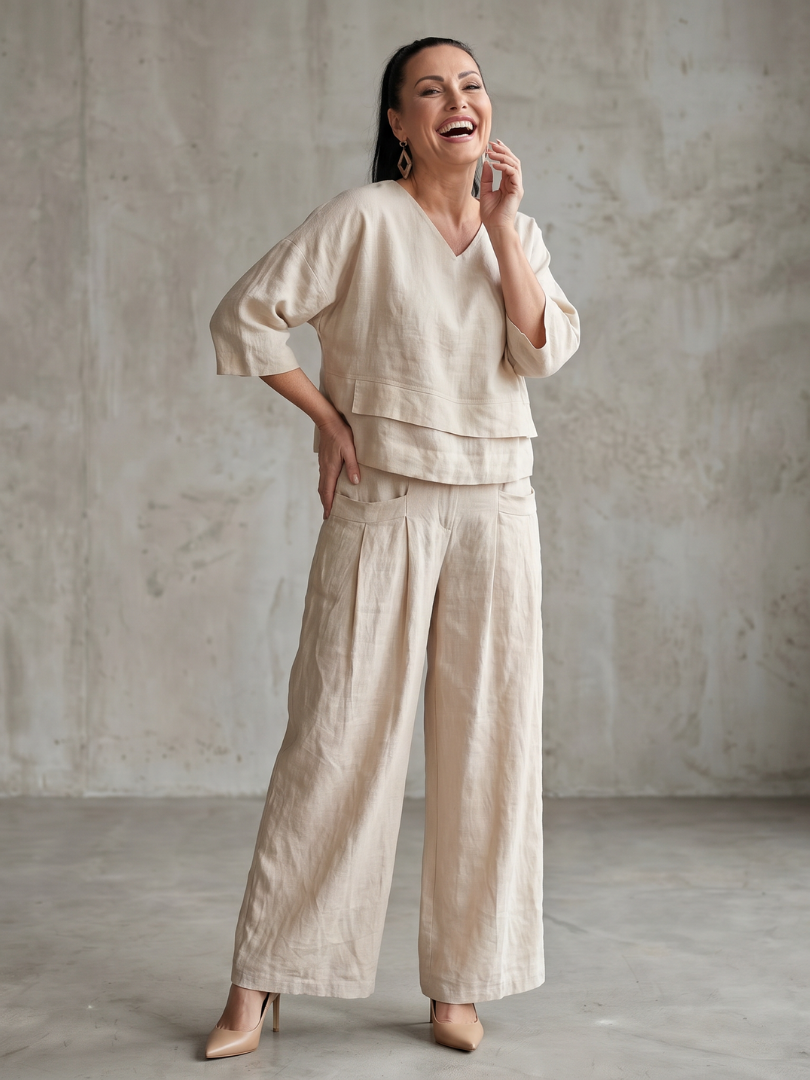 Layered Top Wide Leg Set