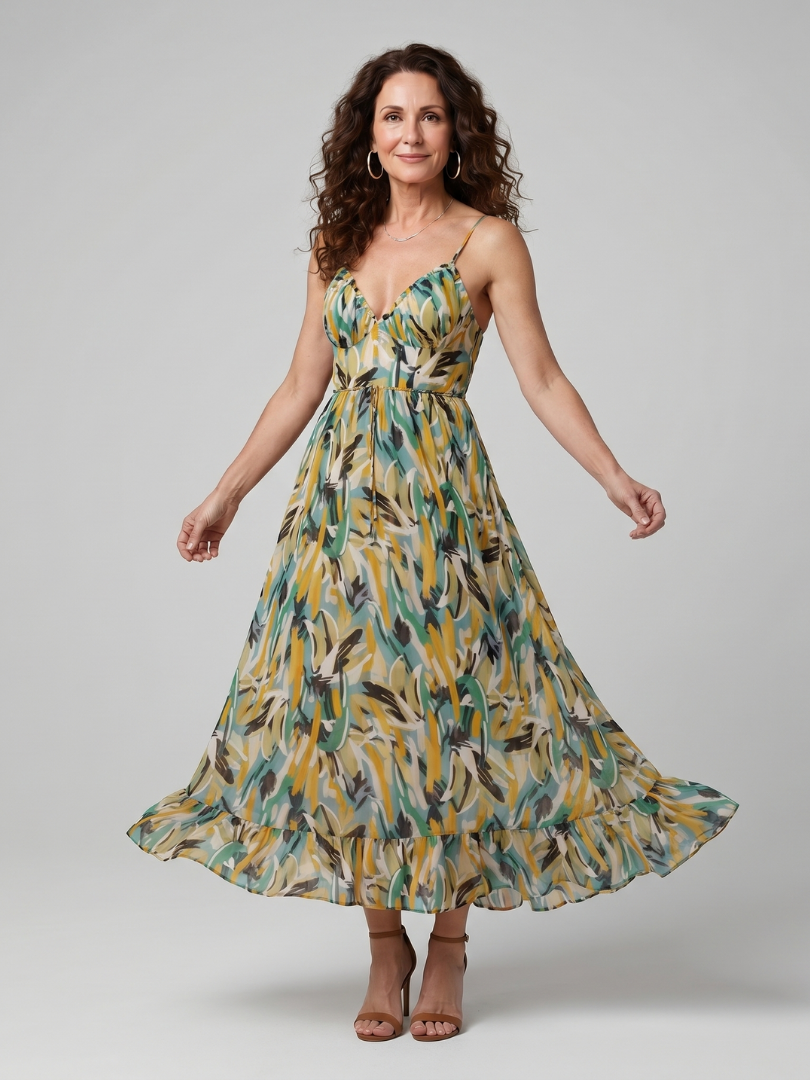Abstract Print Midi Dress