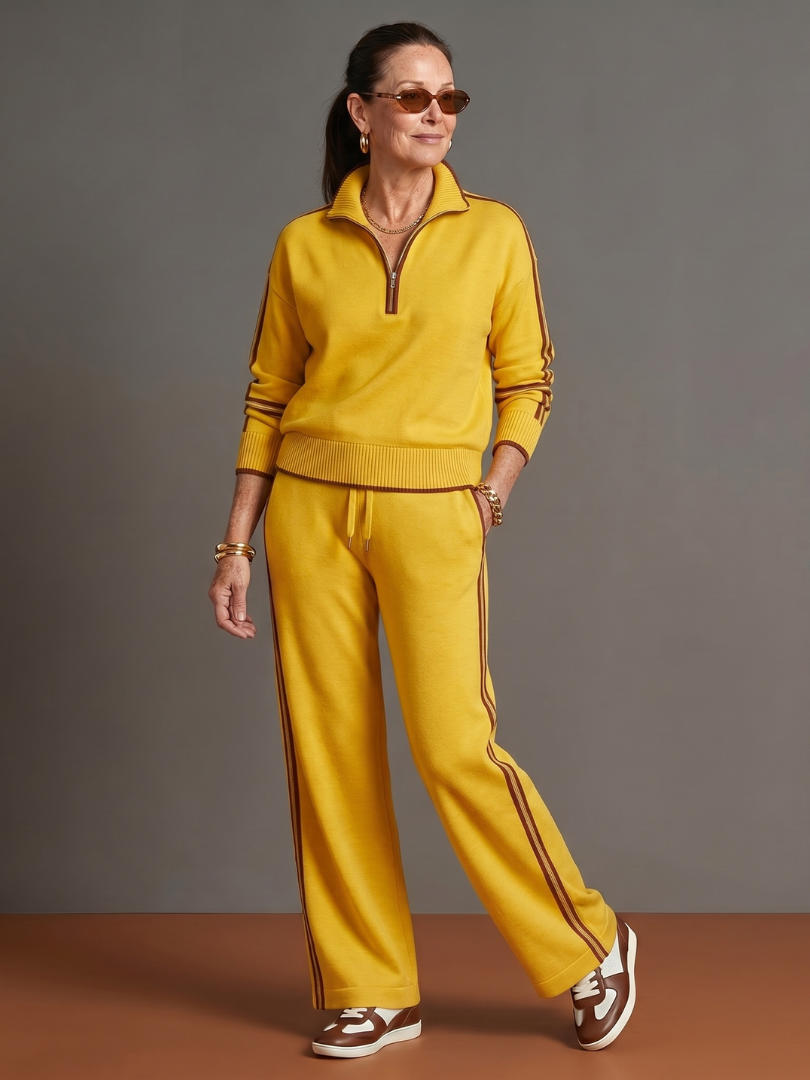 Zip Neck Long Sleeve Set