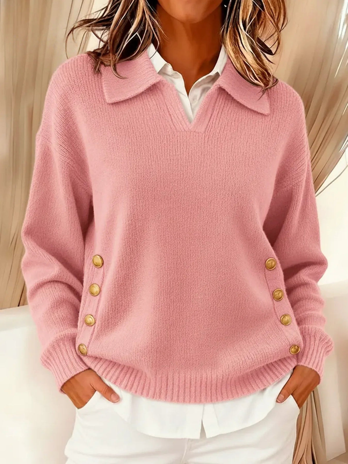 Vicenta | Polo Neck Jumper with Buttons